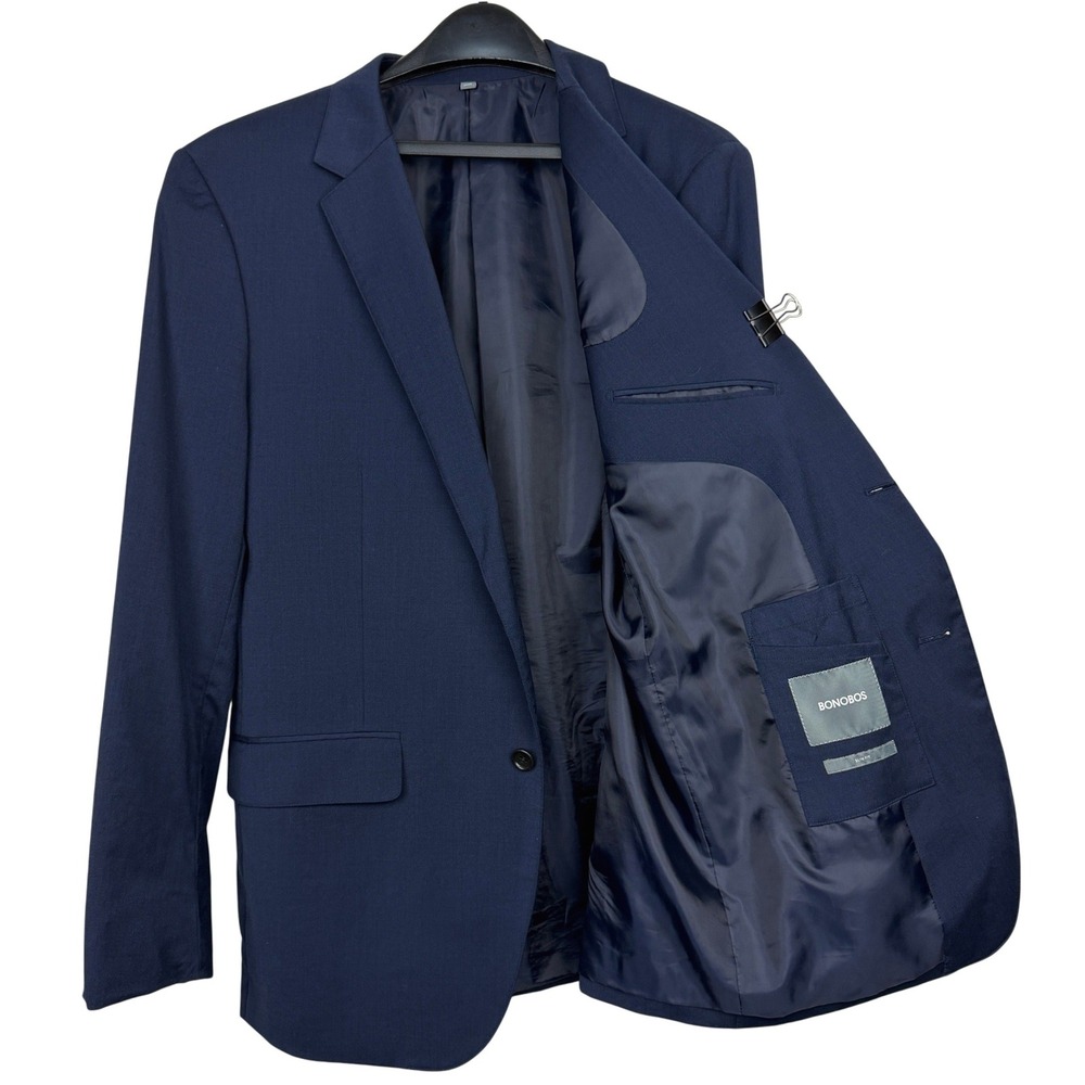 Bonobos Jetsetter Mens 44R Slim WOOL Stretch Blazer Sport Coat Jacket Navy Blue